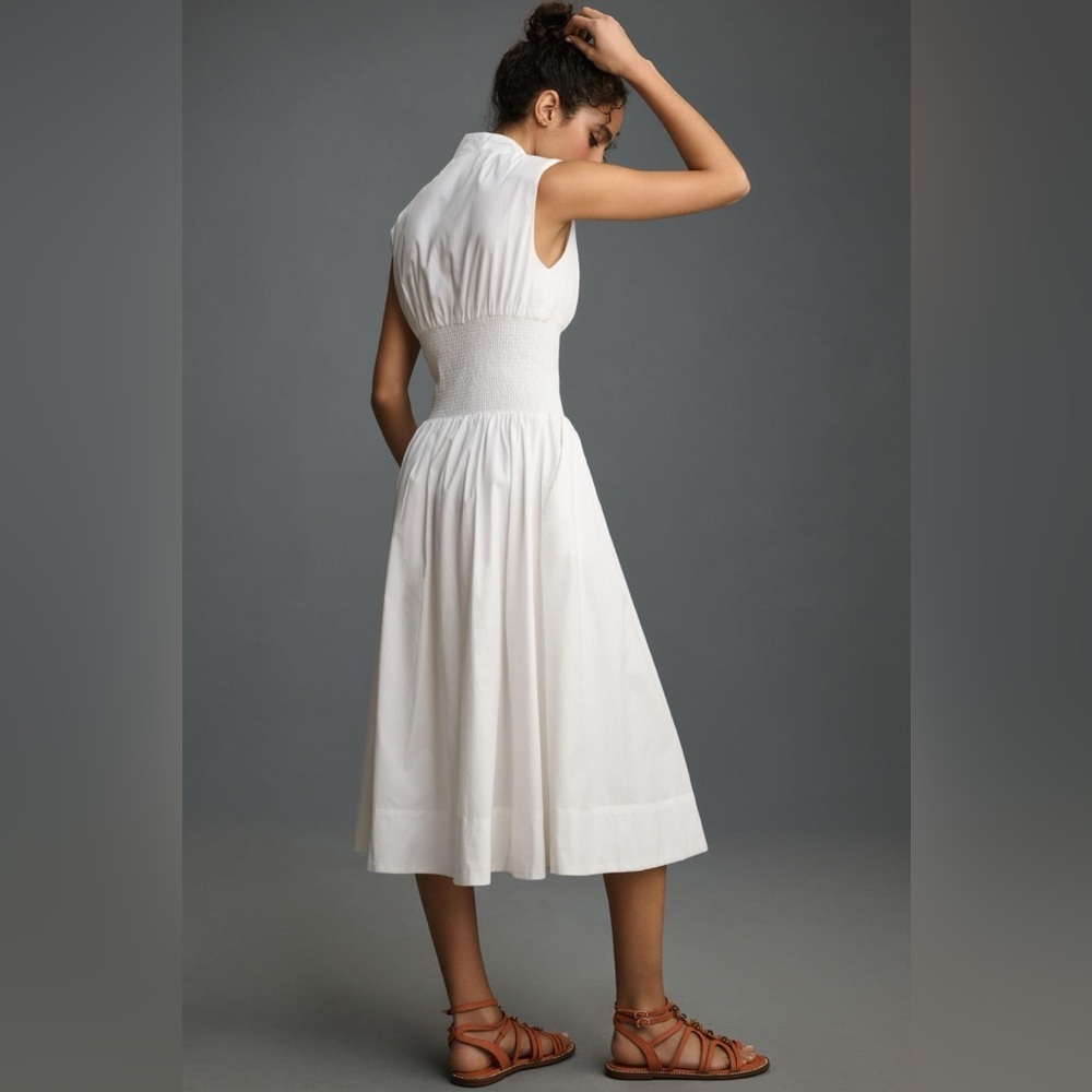 Anthropologie The Tommie Cap-Sleeve Smocked Front-Zip Shirt Dress Sz XS NWT FLAW - Picture 3 of 14